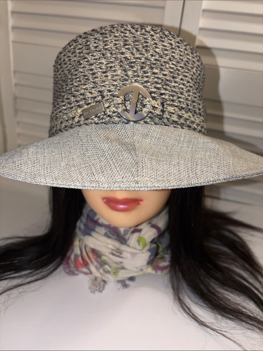 Betmar ClassicTwo Tone Woven Design with Textured Crown Sun Hat OS